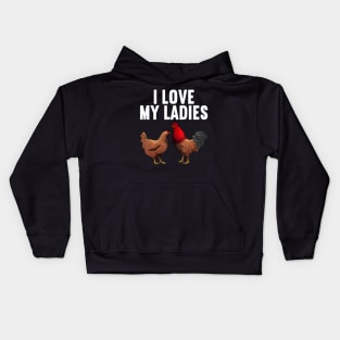 Cool Chicken Art Women Dad Rooster Chicken Farmer Kids Hoodie